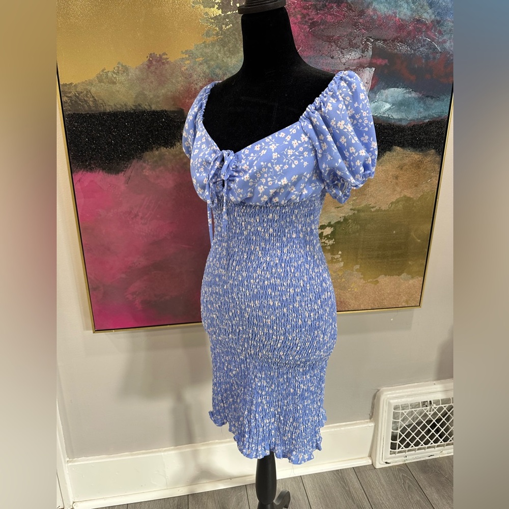 Blue Floral Women's Dress